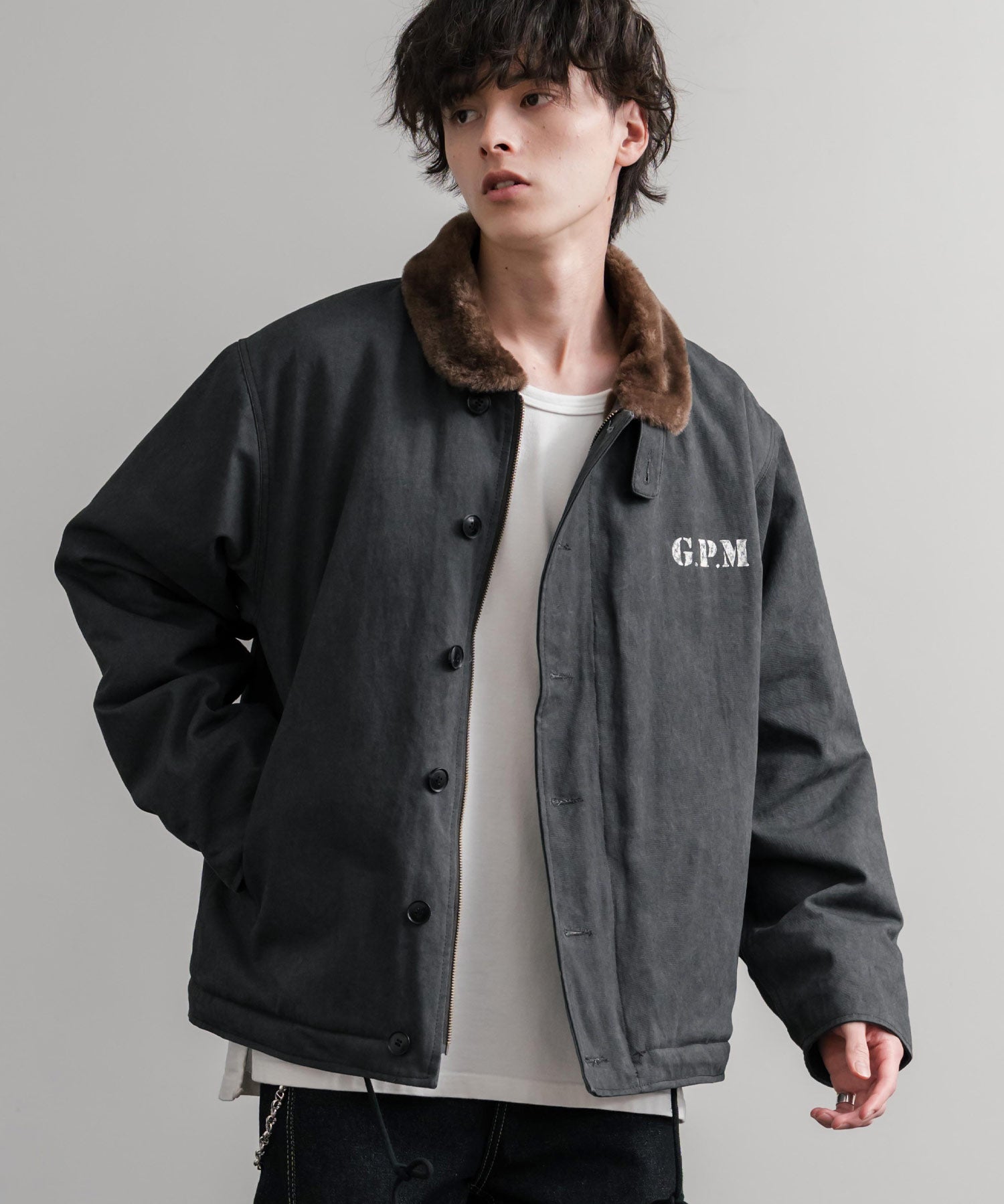 KRIFF MAYER クリフメイヤー バックグラフィックプリント裏ボアデッキジャケット 2525109 14969