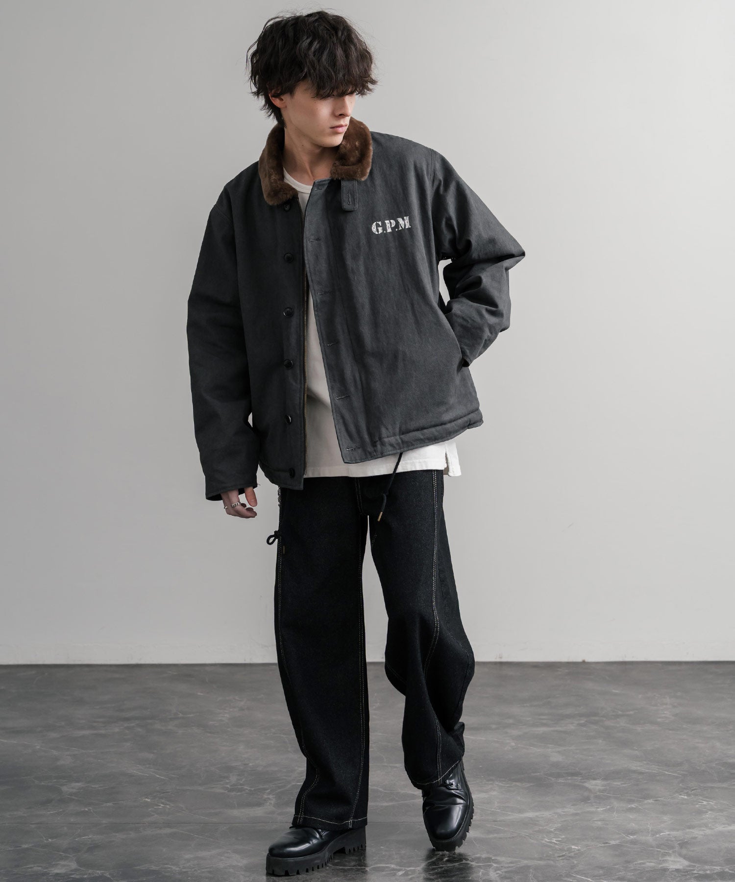 KRIFF MAYER クリフメイヤー バックグラフィックプリント裏ボアデッキジャケット 2525109 14969