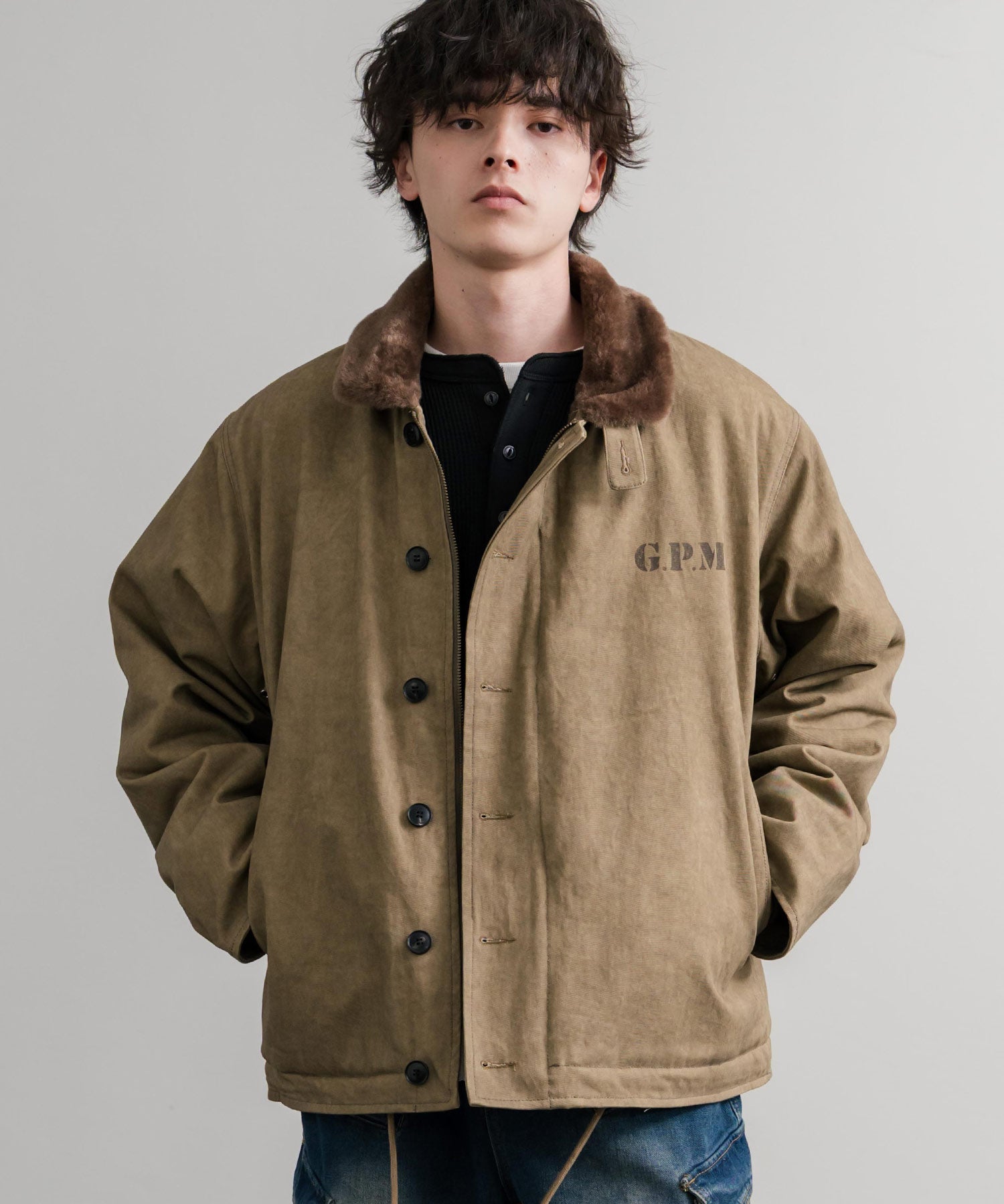 KRIFF MAYER クリフメイヤー バックグラフィックプリント裏ボアデッキジャケット 2525109 14969