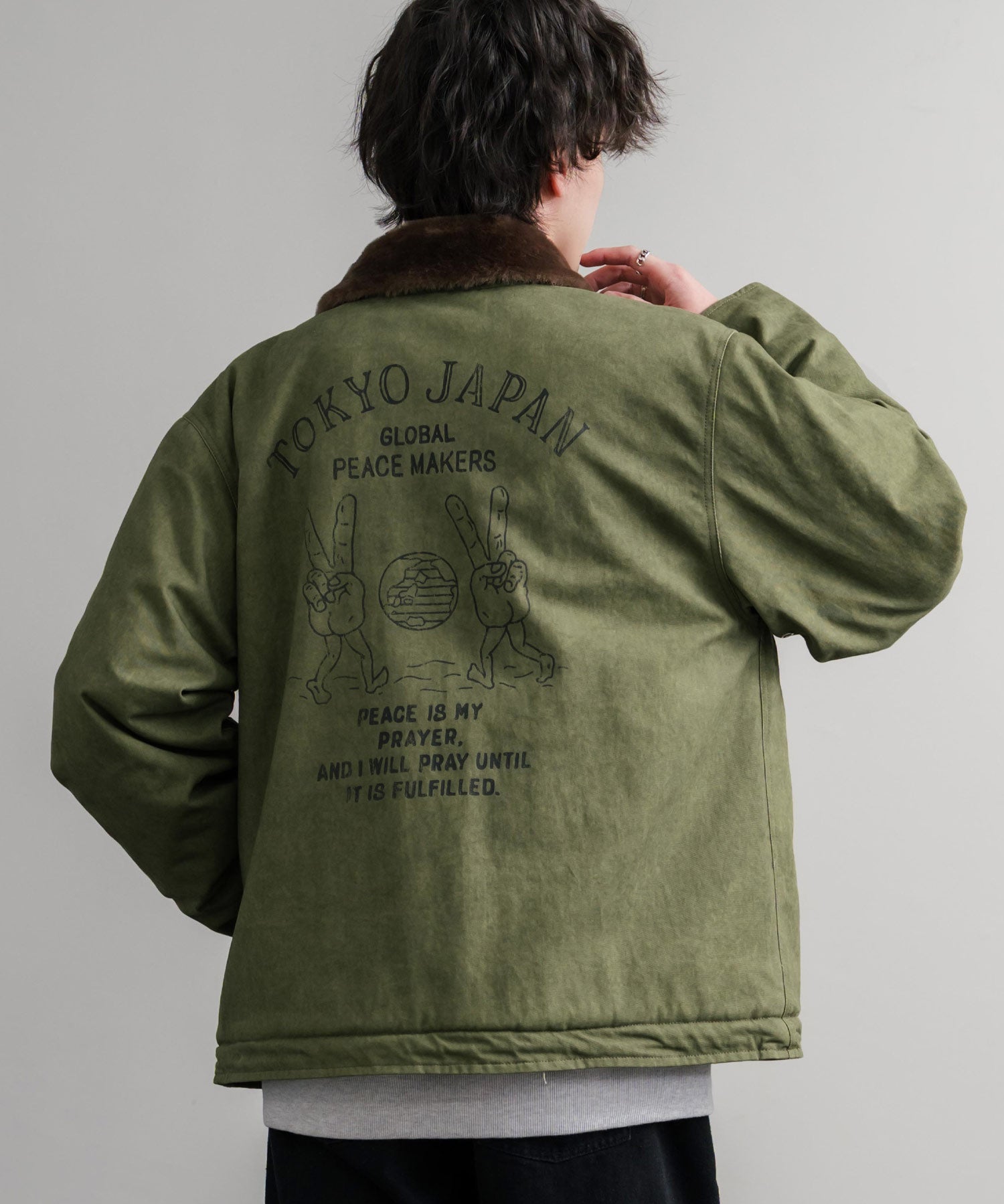 KRIFF MAYER クリフメイヤー バックグラフィックプリント裏ボアデッキジャケット 2525109 14969