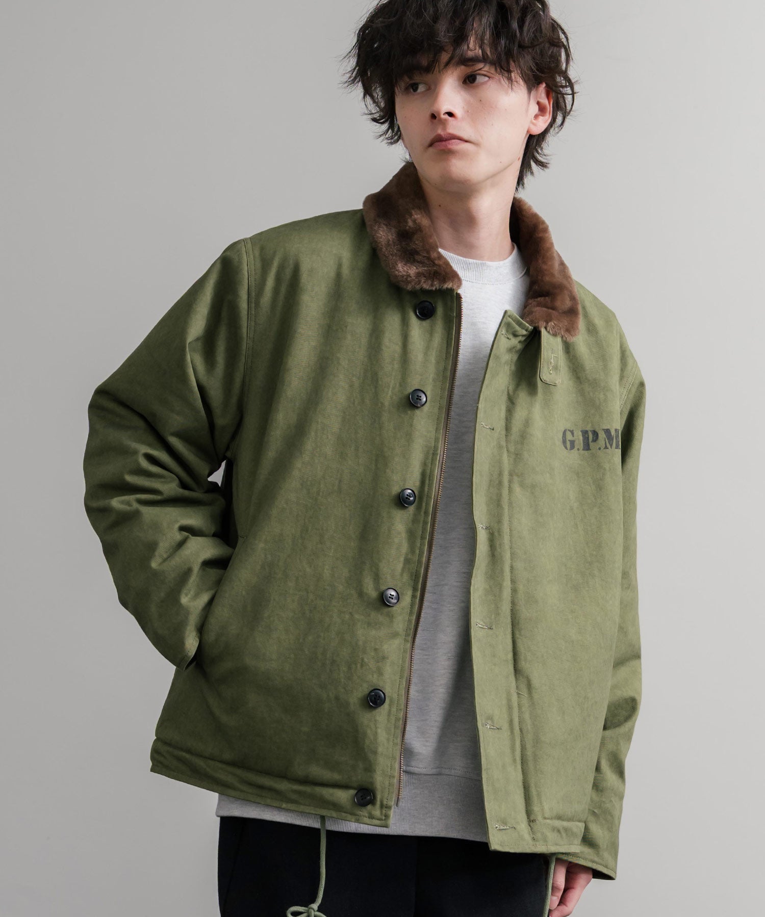 KRIFF MAYER クリフメイヤー バックグラフィックプリント裏ボアデッキジャケット 2525109 14969