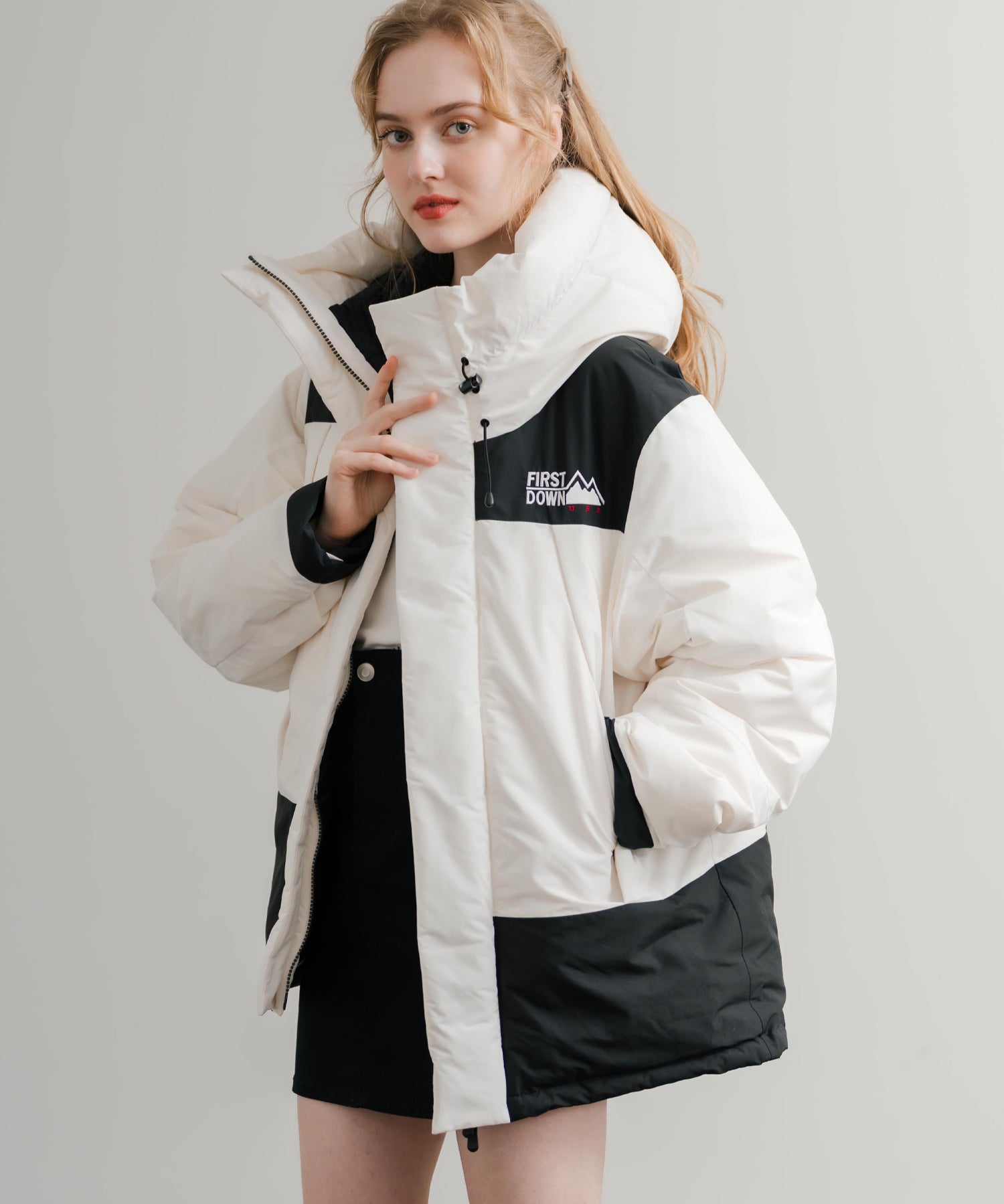 FIRST DOWN ファーストダウン WRAP DOWN PARKA DICROS MAURI フード付きラップダウンジャケット F942010 14980