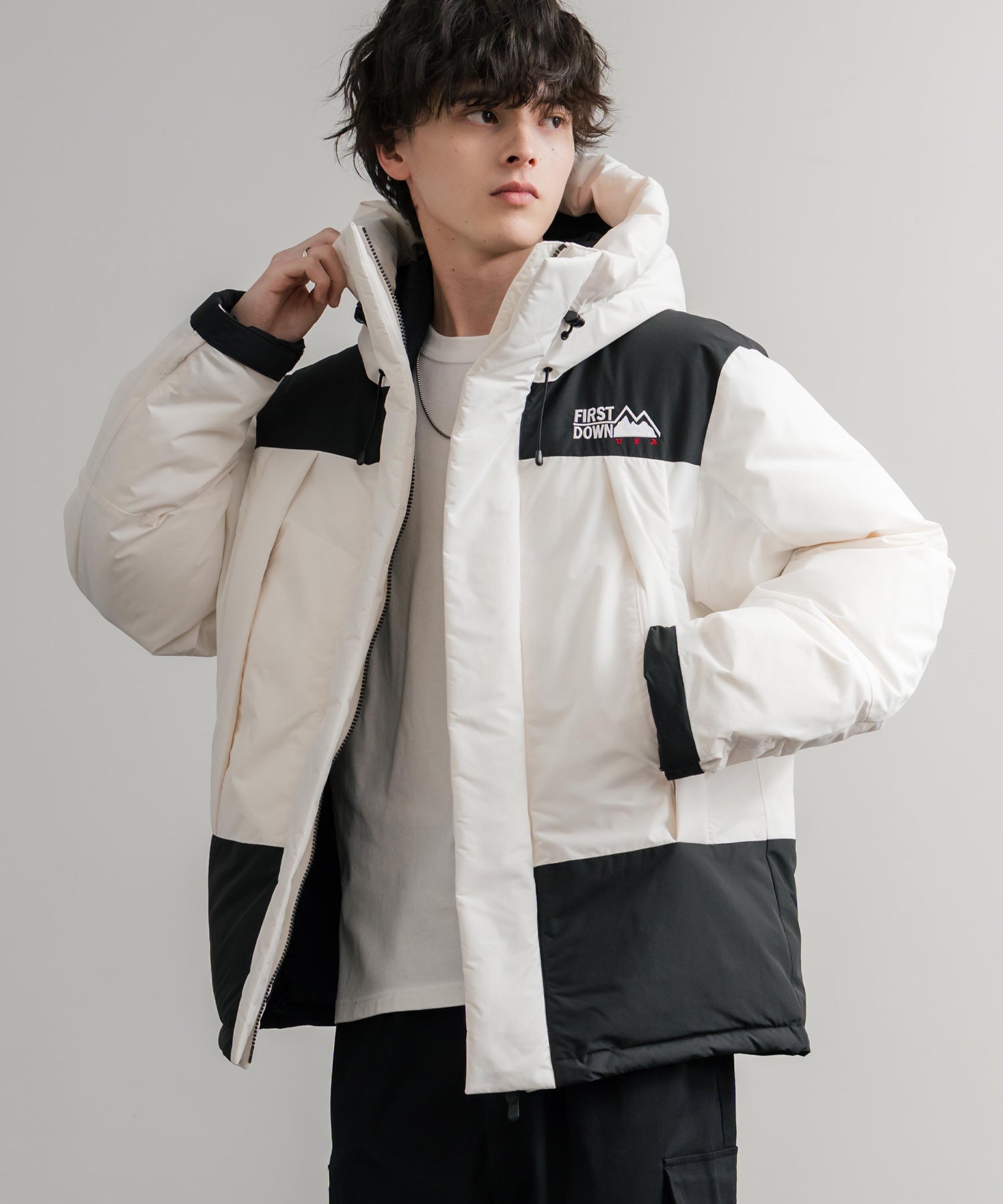 FIRST DOWN ファーストダウン WRAP DOWN PARKA DICROS MAURI フード付きラップダウンジャケット F942010 14980