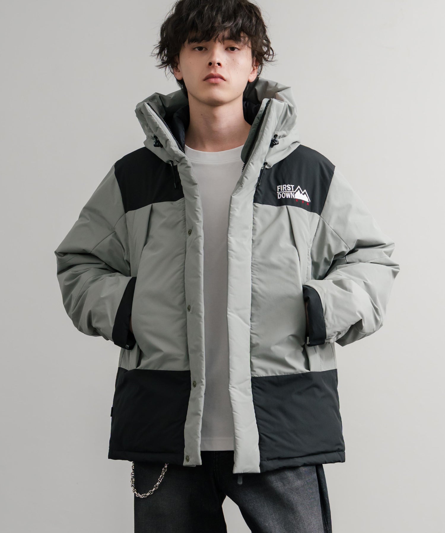 FIRST DOWN ファーストダウン WRAP DOWN PARKA DICROS MAURI フード付きラップダウンジャケット F942010 14980