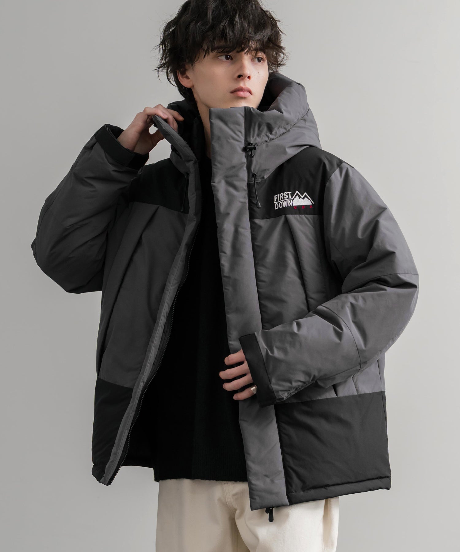 FIRST DOWN ファーストダウン WRAP DOWN PARKA DICROS MAURI フード付きラップダウンジャケット F942010 14980