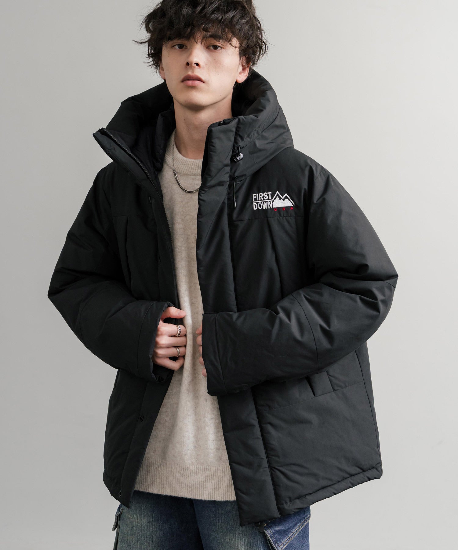 FIRST DOWN ファーストダウン WRAP DOWN PARKA DICROS MAURI フード付きラップダウンジャケット F942010 14980