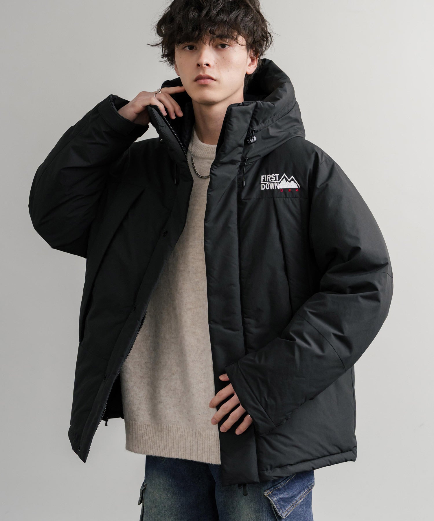 FIRST DOWN ファーストダウン WRAP DOWN PARKA DICROS MAURI フード付きラップダウンジャケット F942010 14980