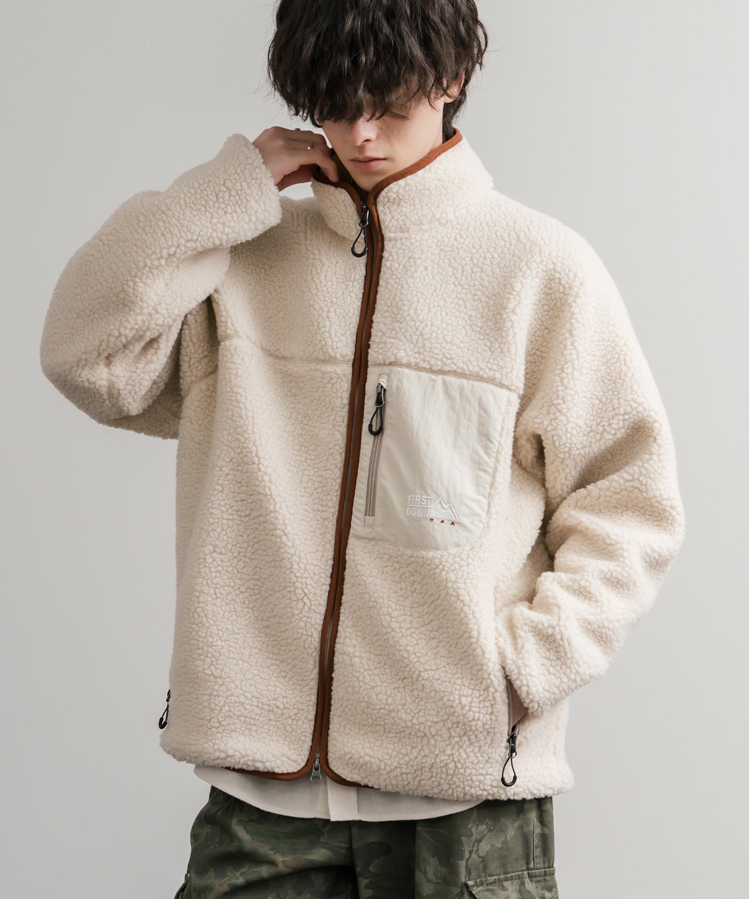 FIRST DOWN ファーストダウン BOA FLEECE JKT ロゴ刺繍タンブリングボアフリースジャケット F942021 14981