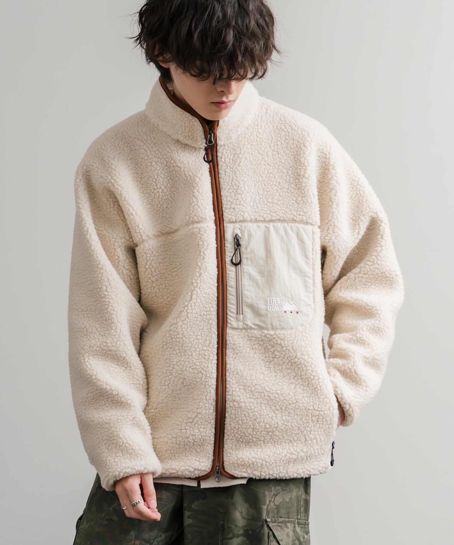 FIRST DOWN ファーストダウン BOA FLEECE JKT ロゴ刺繍タンブリングボアフリースジャケット F942021 14981