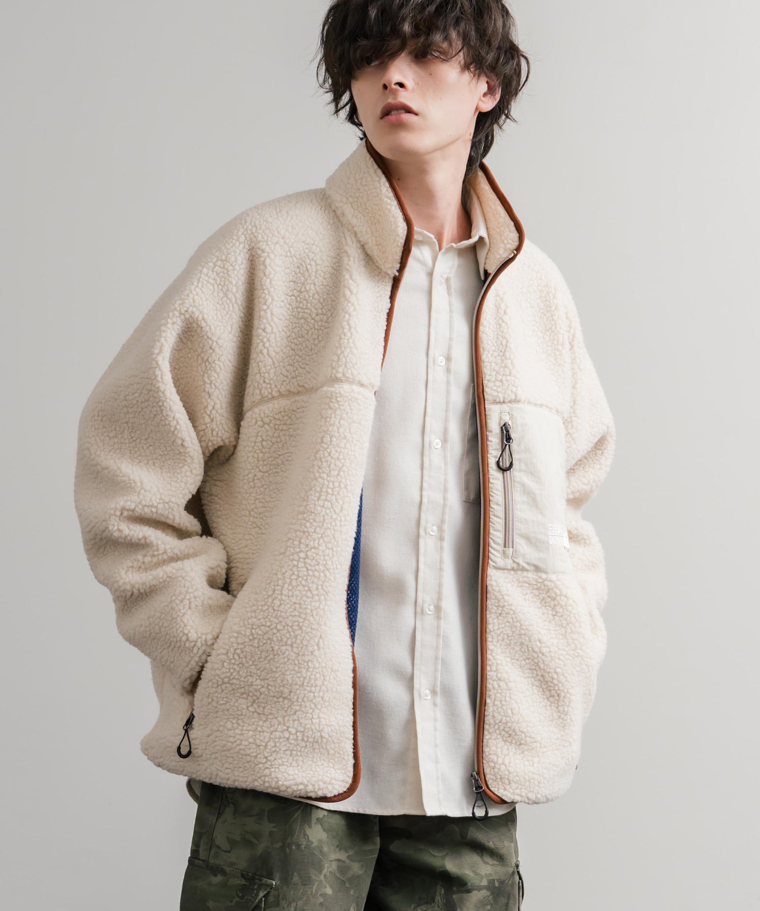 FIRST DOWN ファーストダウン BOA FLEECE JKT ロゴ刺繍タンブリングボアフリースジャケット F942021 14981