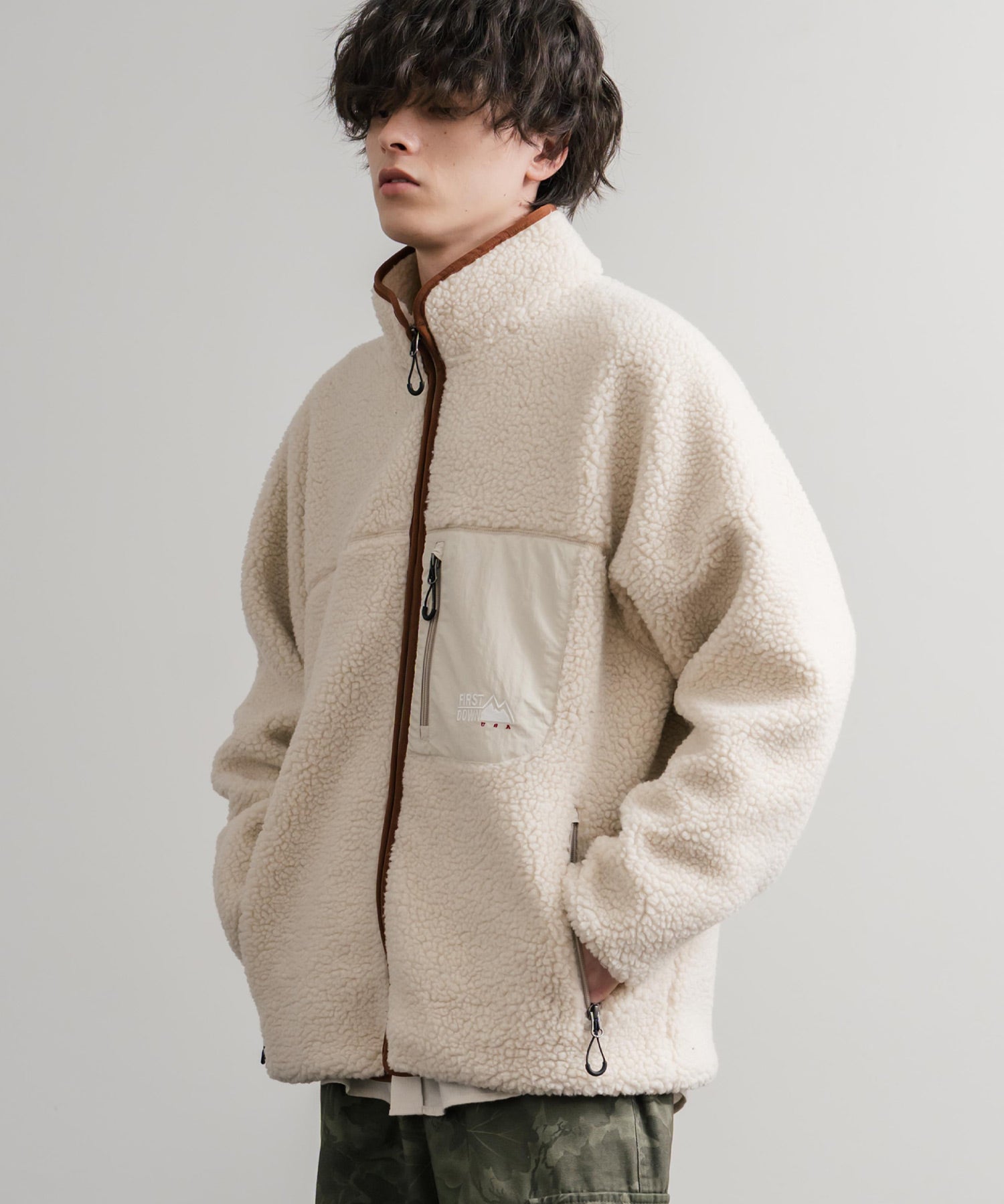 FIRST DOWN ファーストダウン BOA FLEECE JKT ロゴ刺繍タンブリングボアフリースジャケット F942021 14981