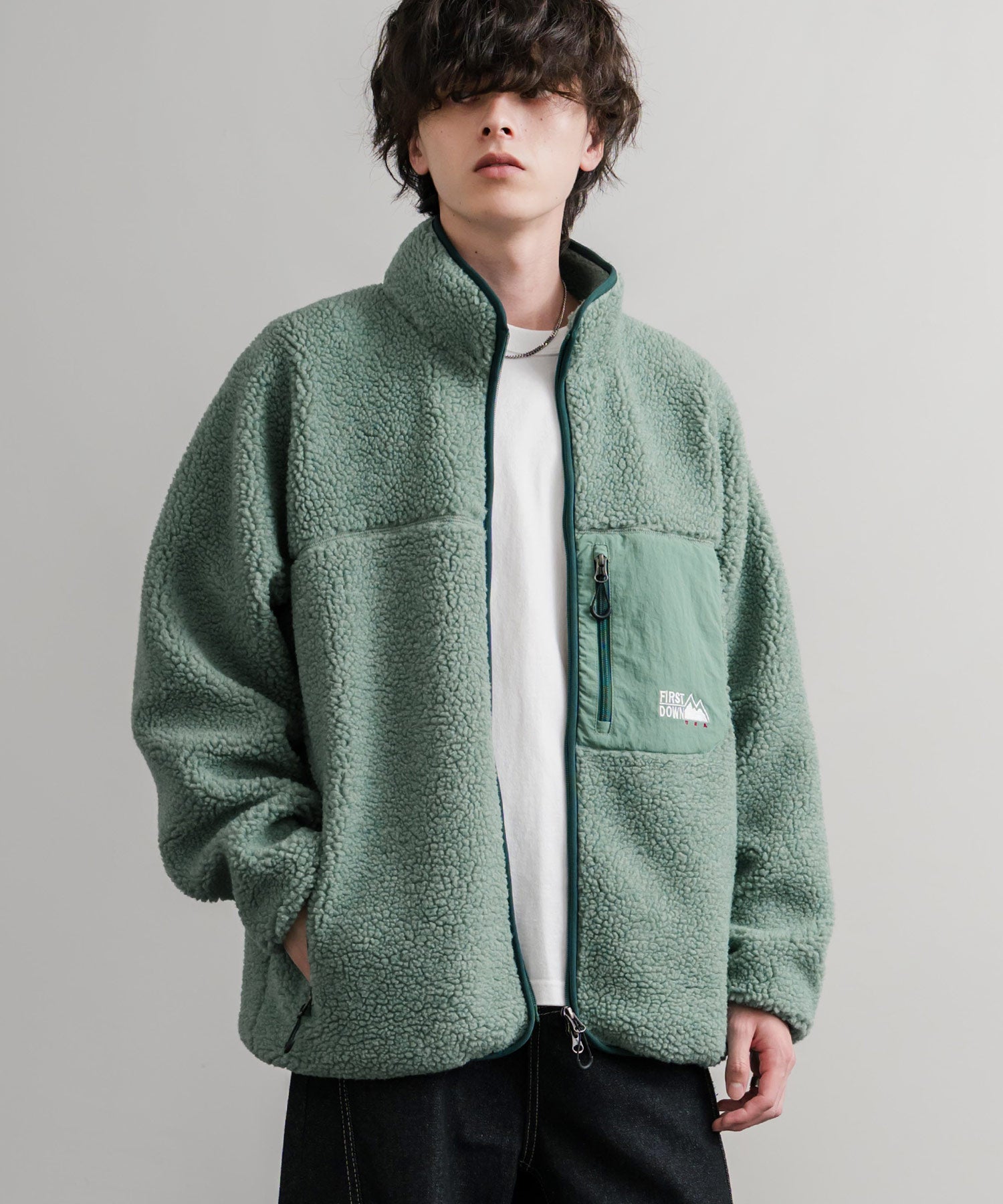FIRST DOWN ファーストダウン BOA FLEECE JKT ロゴ刺繍タンブリングボアフリースジャケット F942021 14981