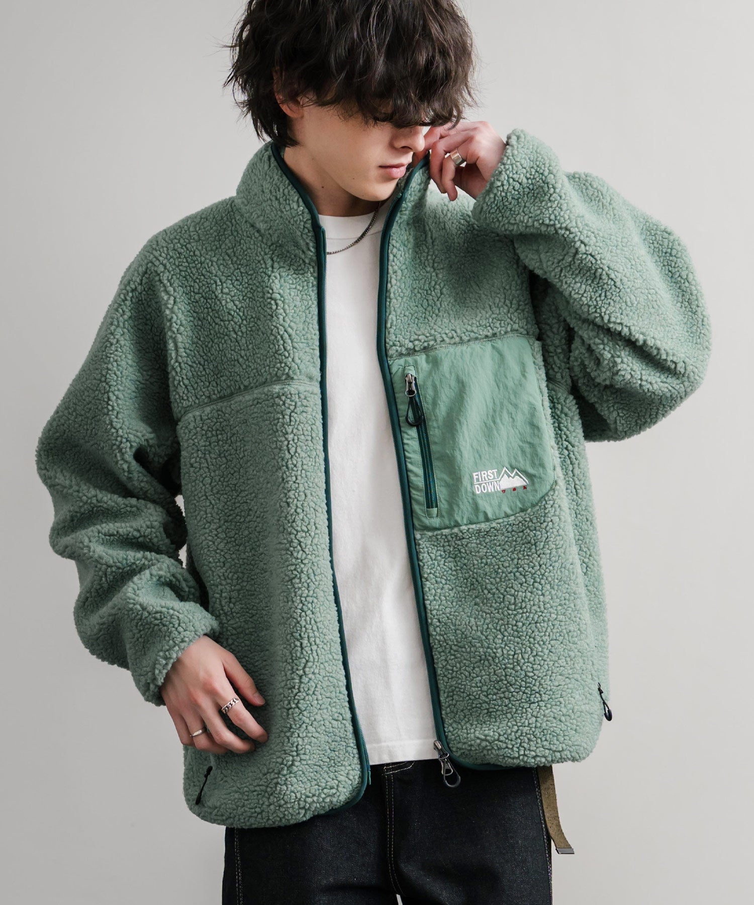 FIRST DOWN ファーストダウン BOA FLEECE JKT ロゴ刺繍タンブリングボアフリースジャケット F942021 14981