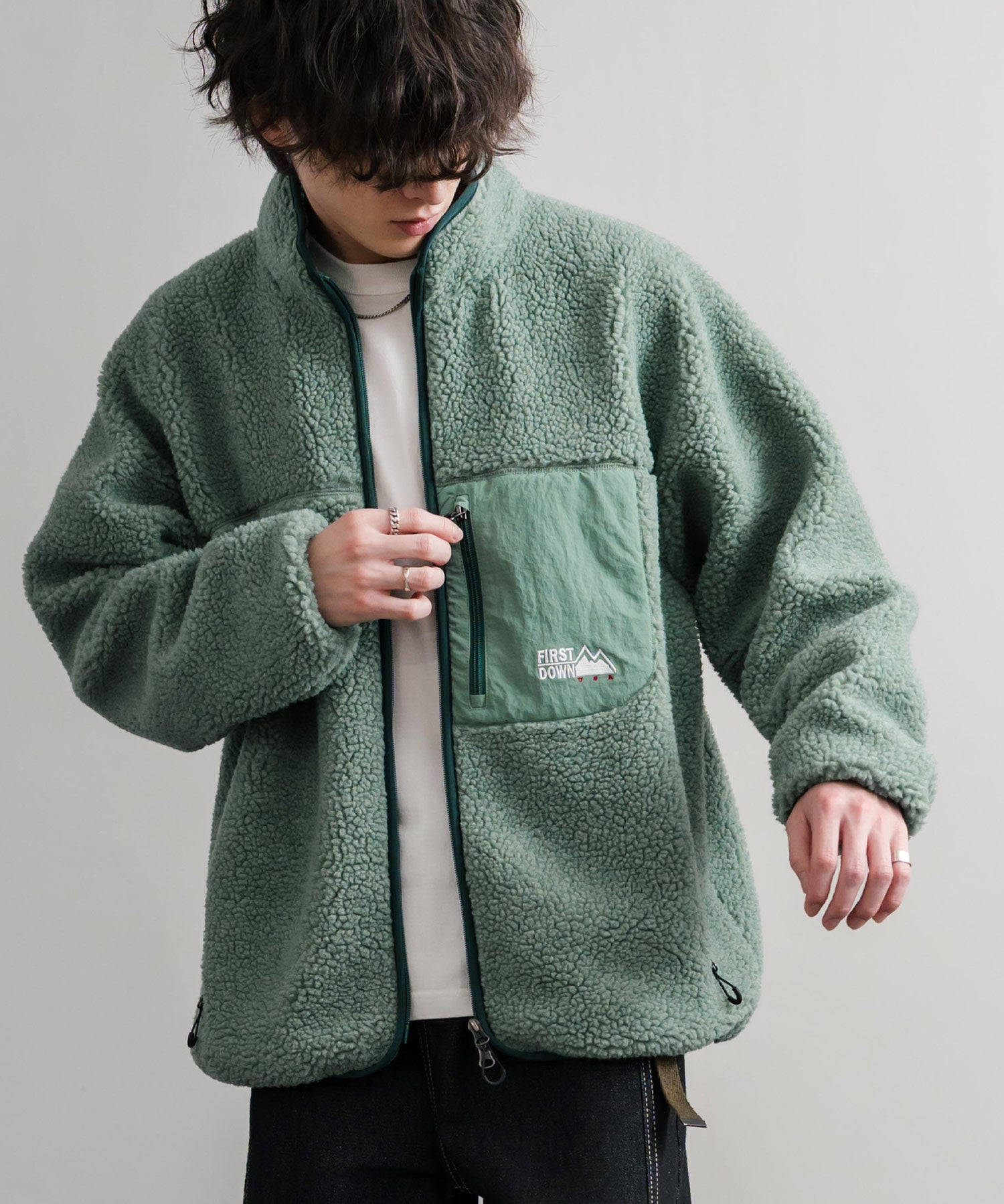 FIRST DOWN ファーストダウン BOA FLEECE JKT ロゴ刺繍タンブリングボアフリースジャケット F942021 14981