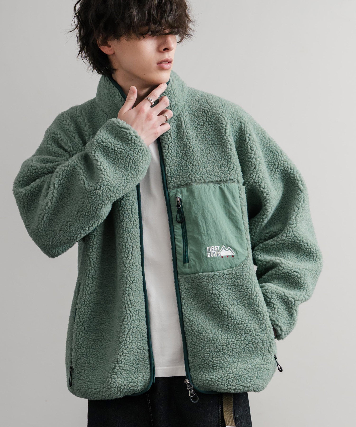 FIRST DOWN ファーストダウン BOA FLEECE JKT ロゴ刺繍タンブリングボアフリースジャケット F942021 14981