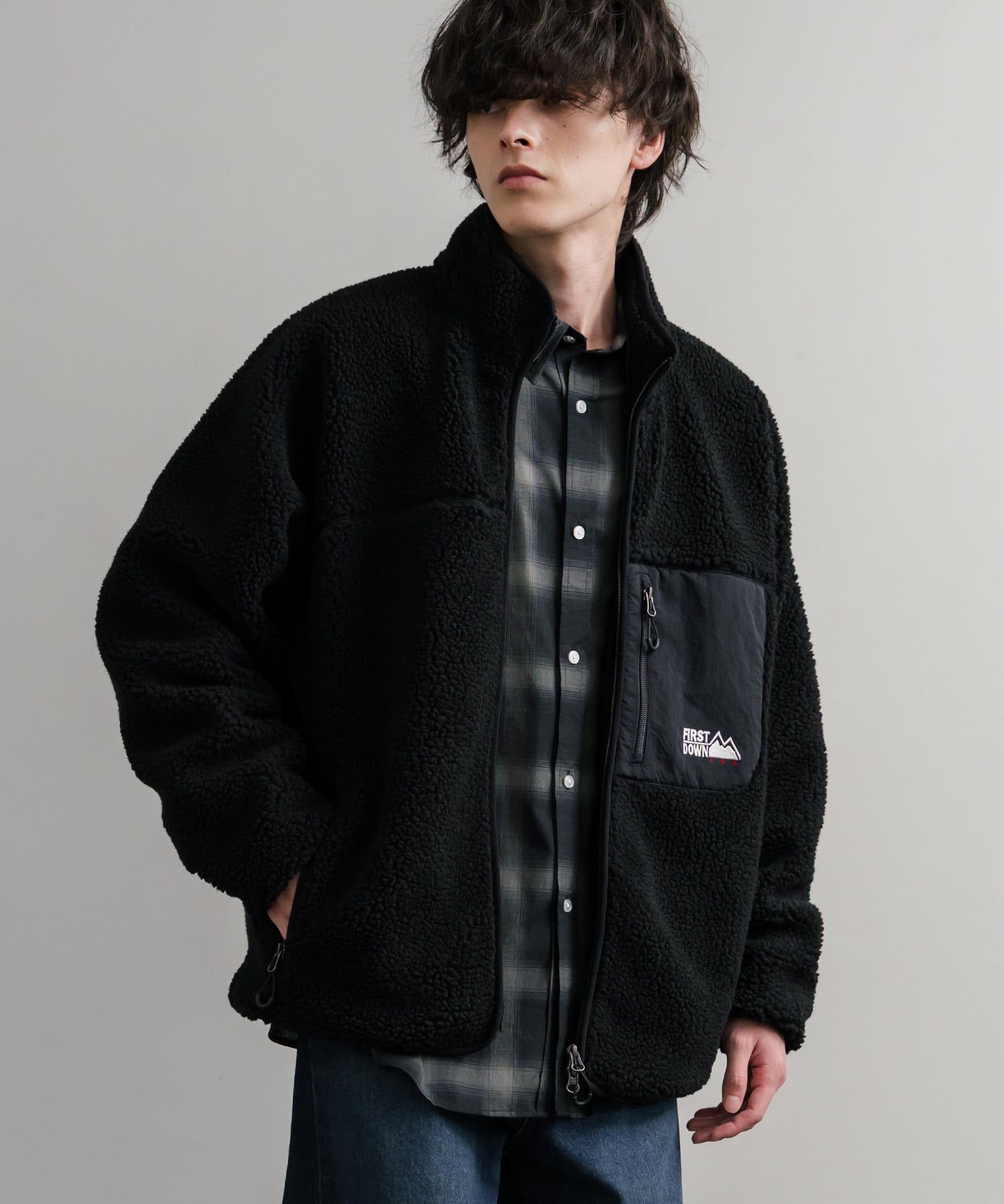 FIRST DOWN ファーストダウン BOA FLEECE JKT ロゴ刺繍タンブリングボアフリースジャケット F942021 14981