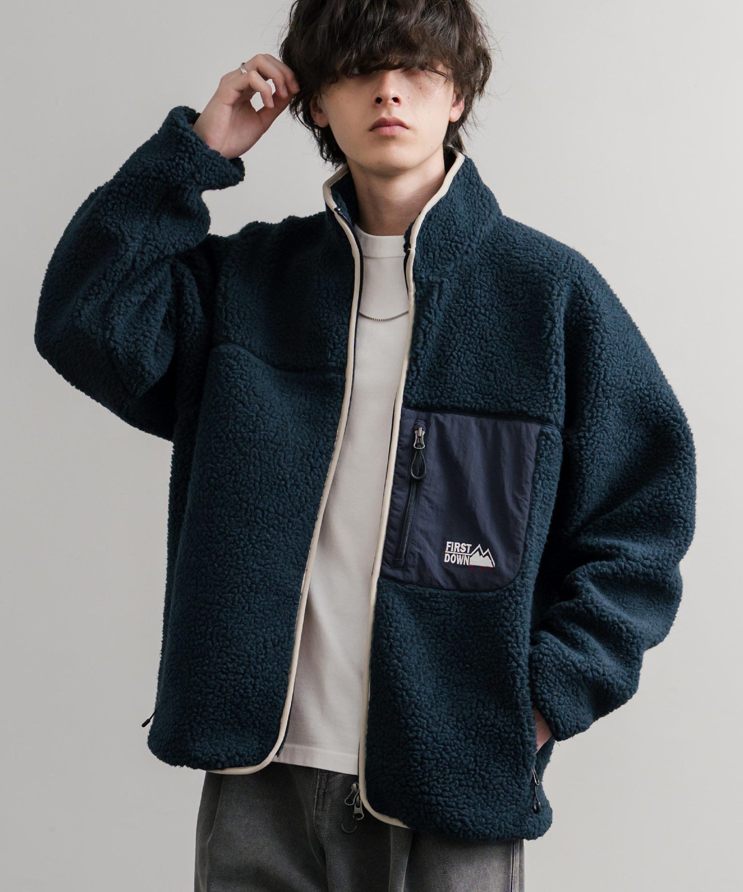 FIRST DOWN ファーストダウン BOA FLEECE JKT ロゴ刺繍タンブリングボアフリースジャケット F942021 14981