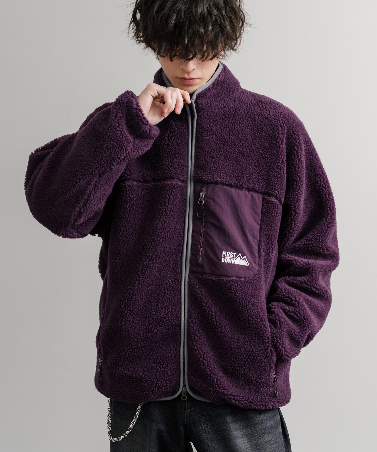 FIRST DOWN ファーストダウン BOA FLEECE JKT ロゴ刺繍タンブリングボアフリースジャケット F942021 14981