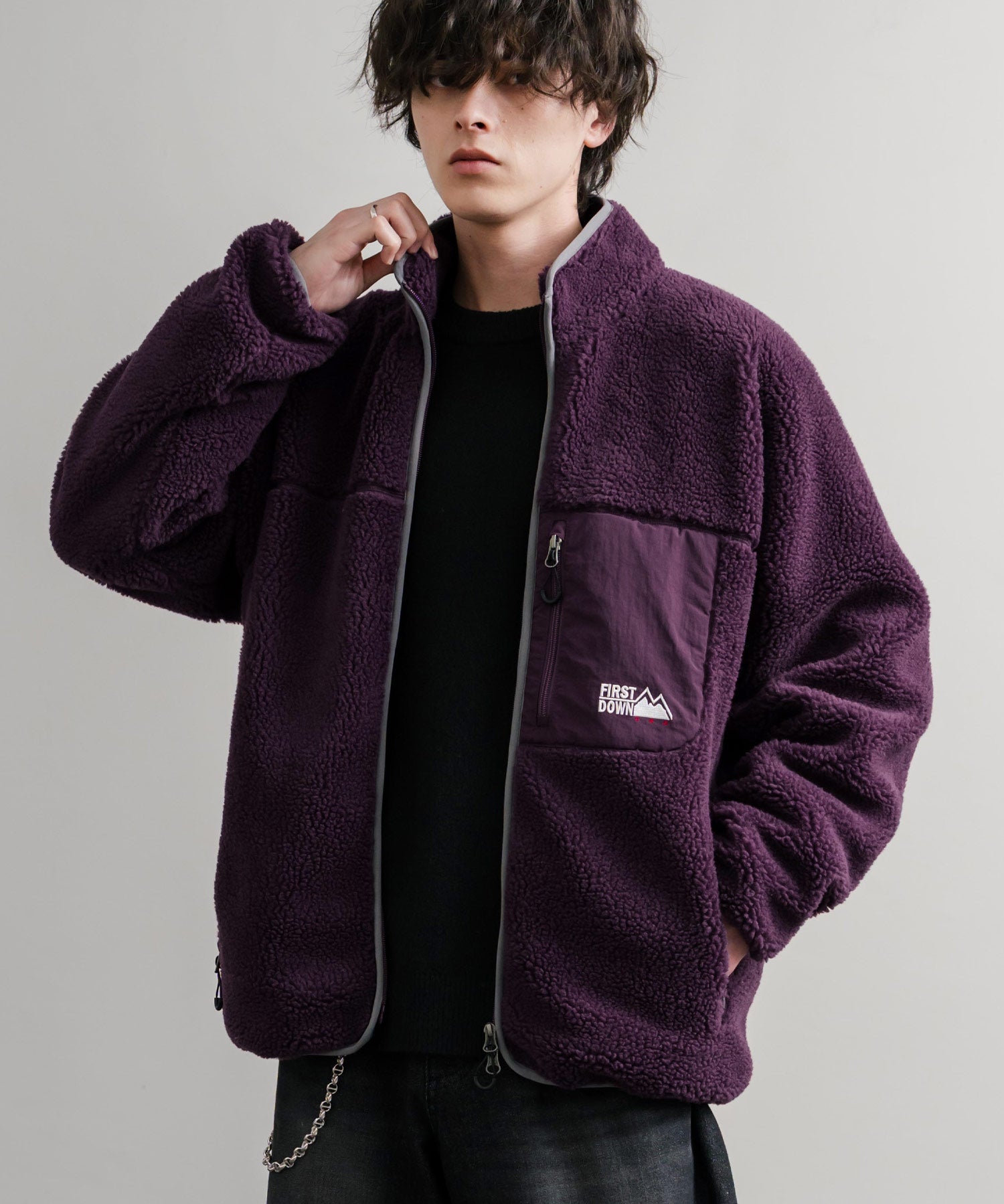 FIRST DOWN ファーストダウン BOA FLEECE JKT ロゴ刺繍タンブリングボアフリースジャケット F942021 14981