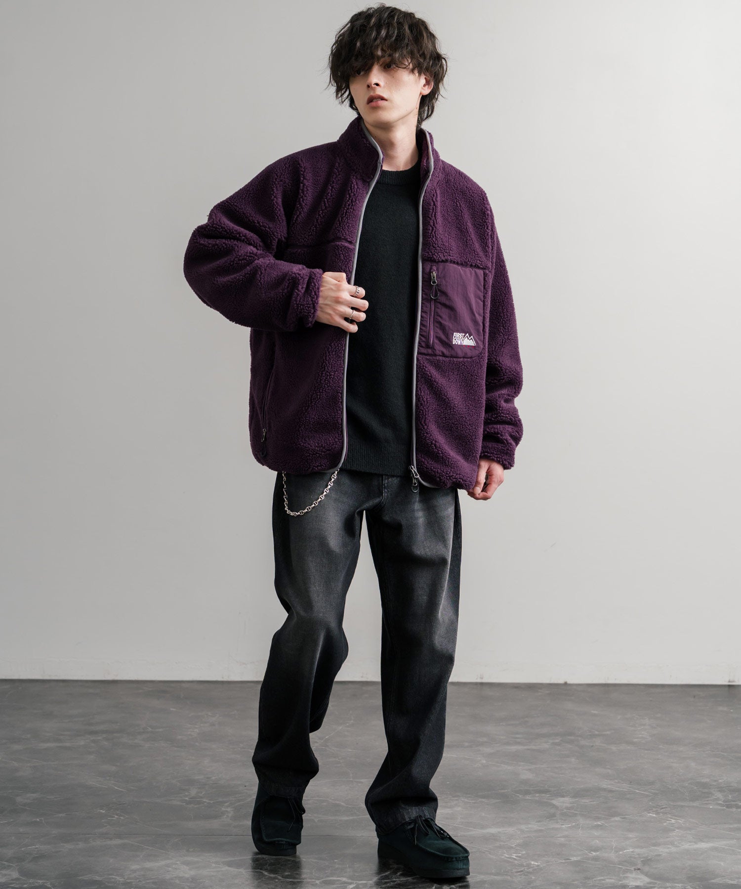 FIRST DOWN ファーストダウン BOA FLEECE JKT ロゴ刺繍タンブリングボアフリースジャケット F942021 14981