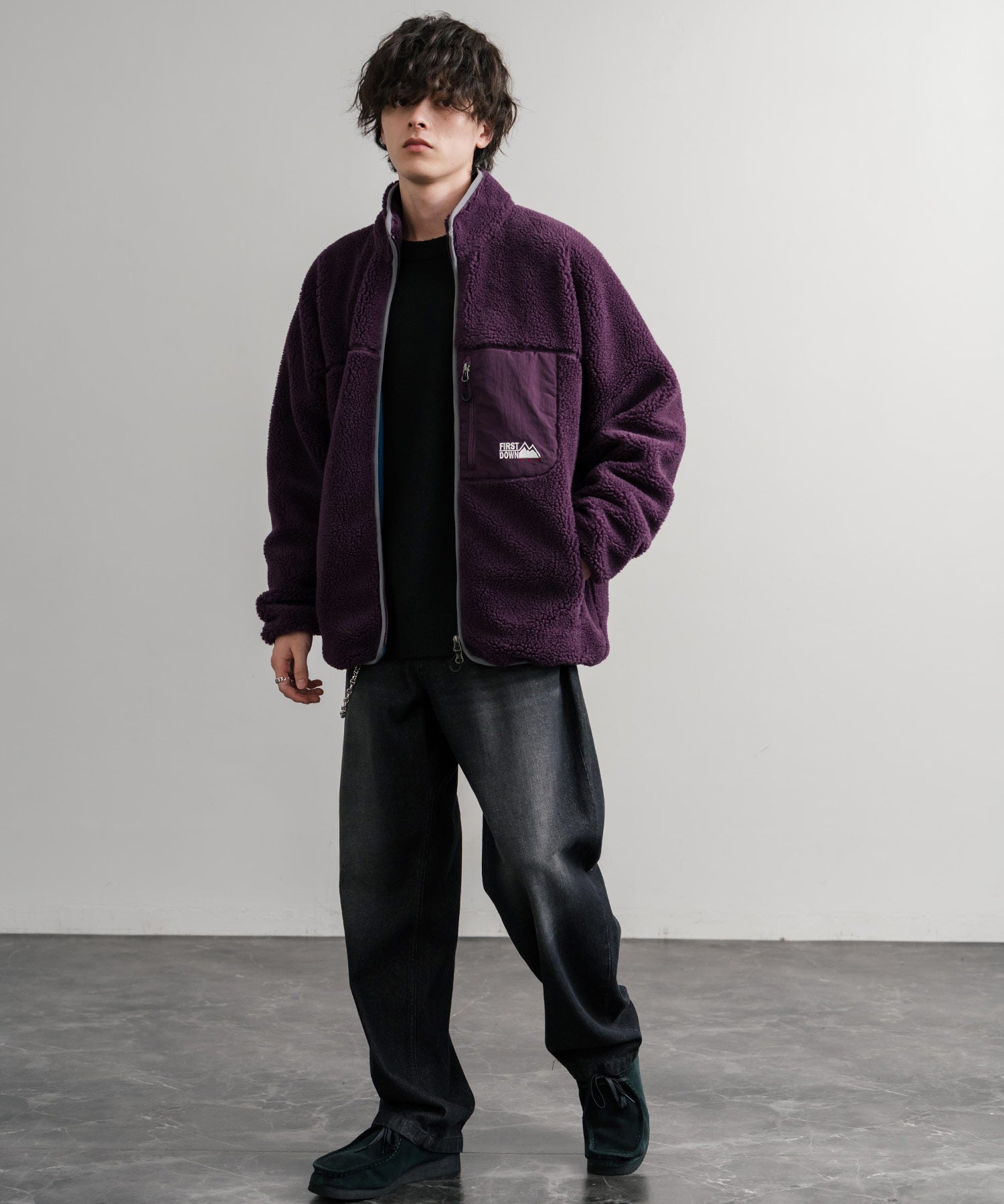 FIRST DOWN ファーストダウン BOA FLEECE JKT ロゴ刺繍タンブリングボアフリースジャケット F942021 14981