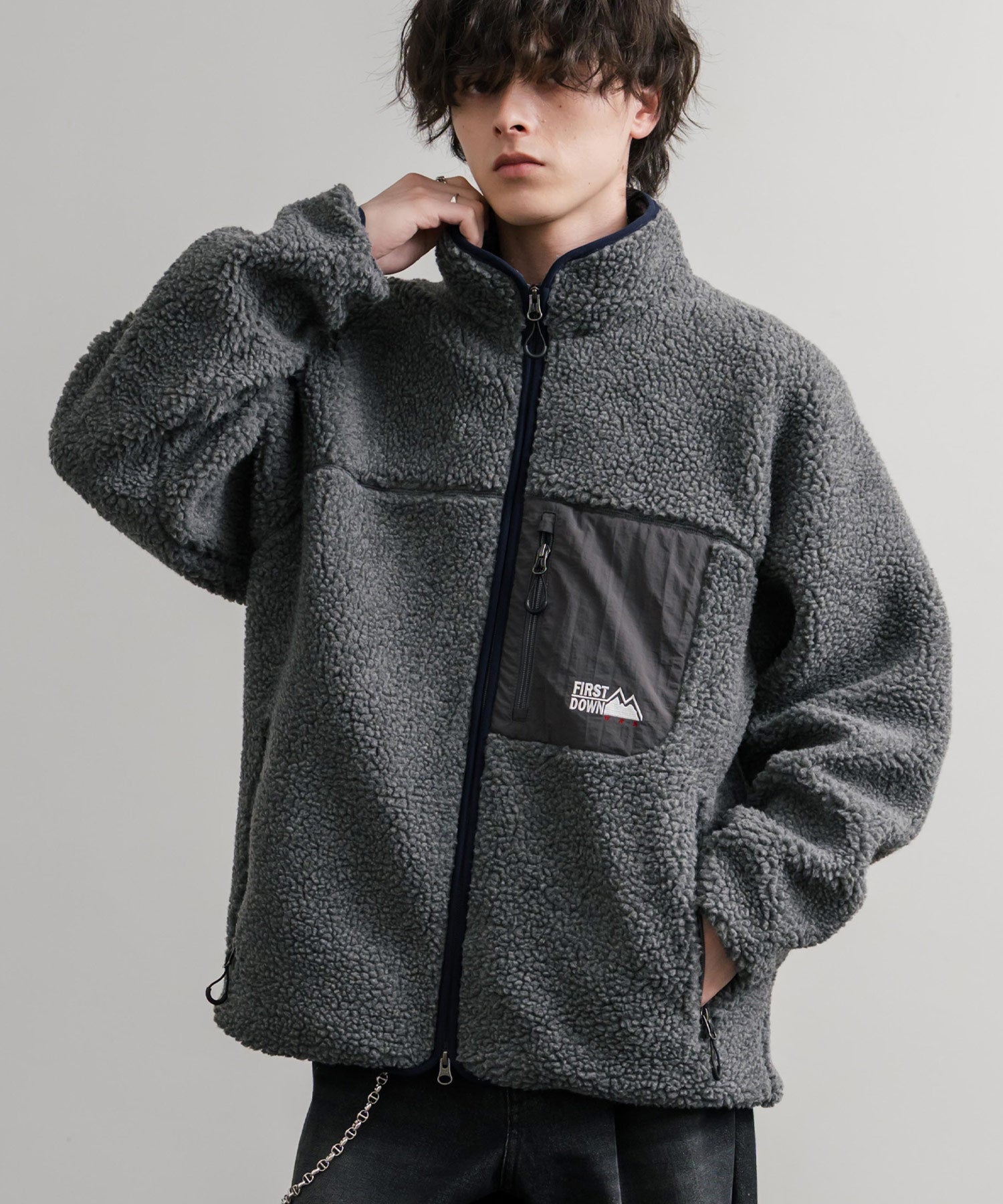 FIRST DOWN ファーストダウン BOA FLEECE JKT ロゴ刺繍タンブリングボアフリースジャケット F942021 14981