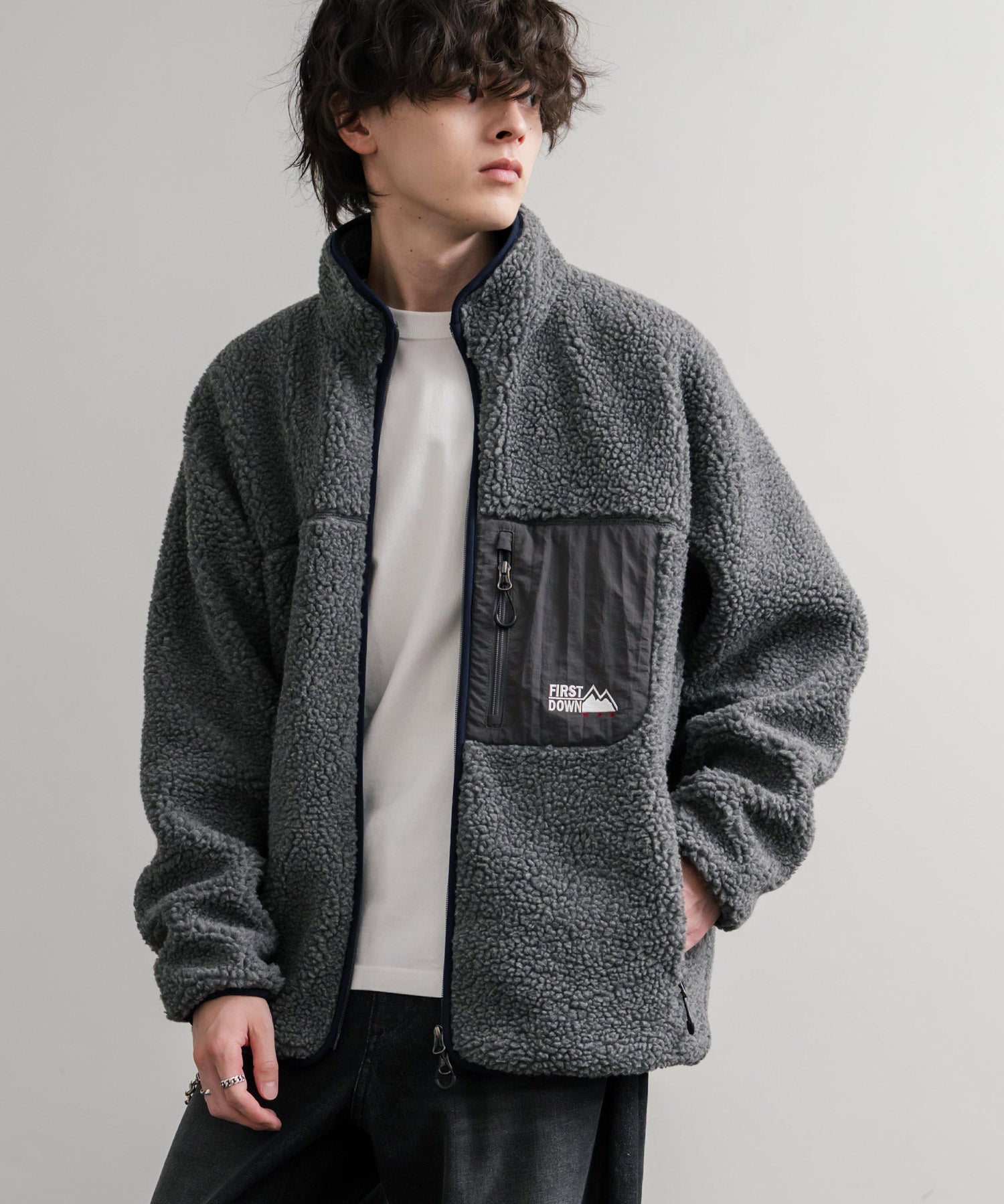 FIRST DOWN ファーストダウン BOA FLEECE JKT ロゴ刺繍タンブリングボアフリースジャケット F942021 14981