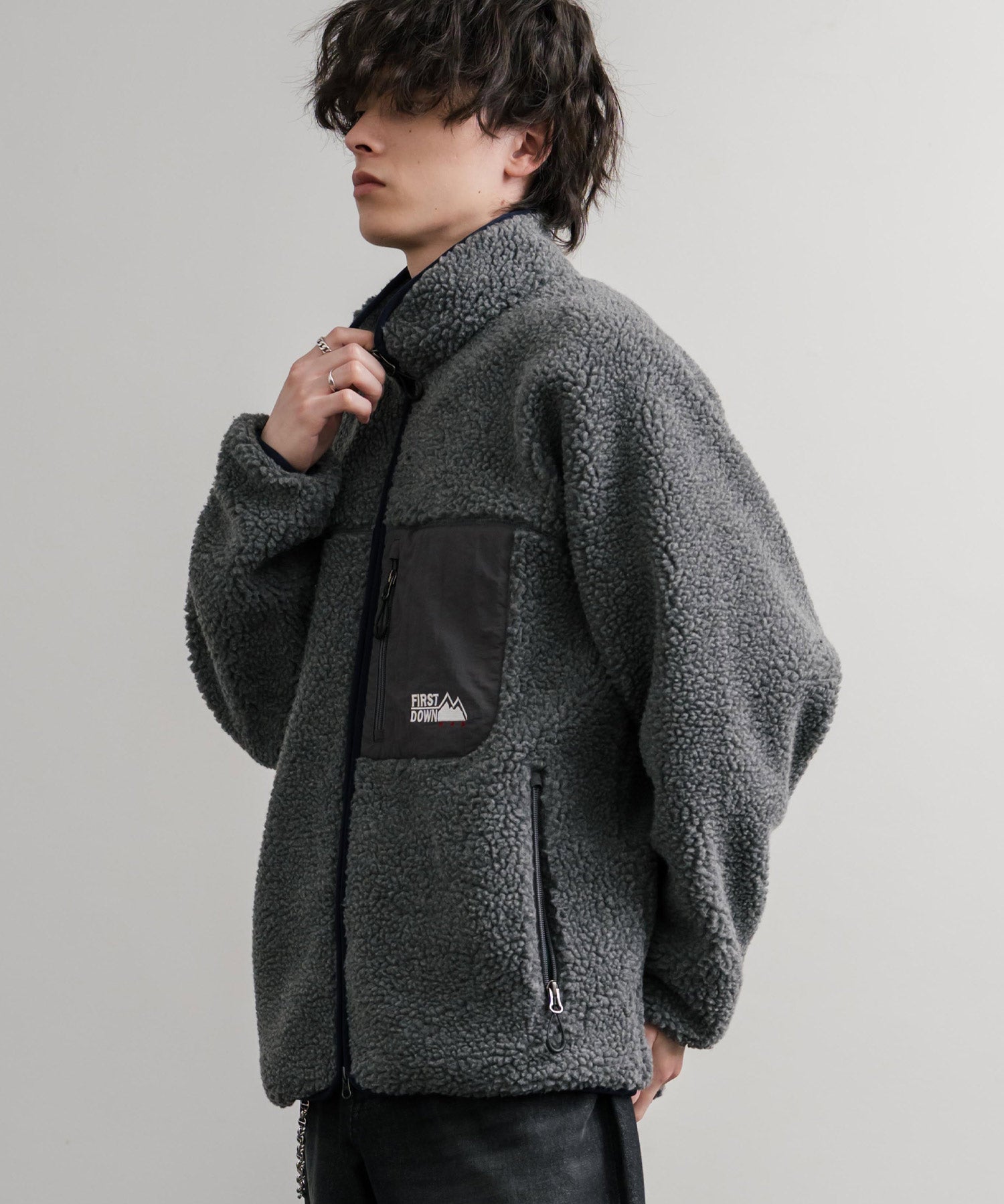FIRST DOWN ファーストダウン BOA FLEECE JKT ロゴ刺繍タンブリングボアフリースジャケット F942021 14981