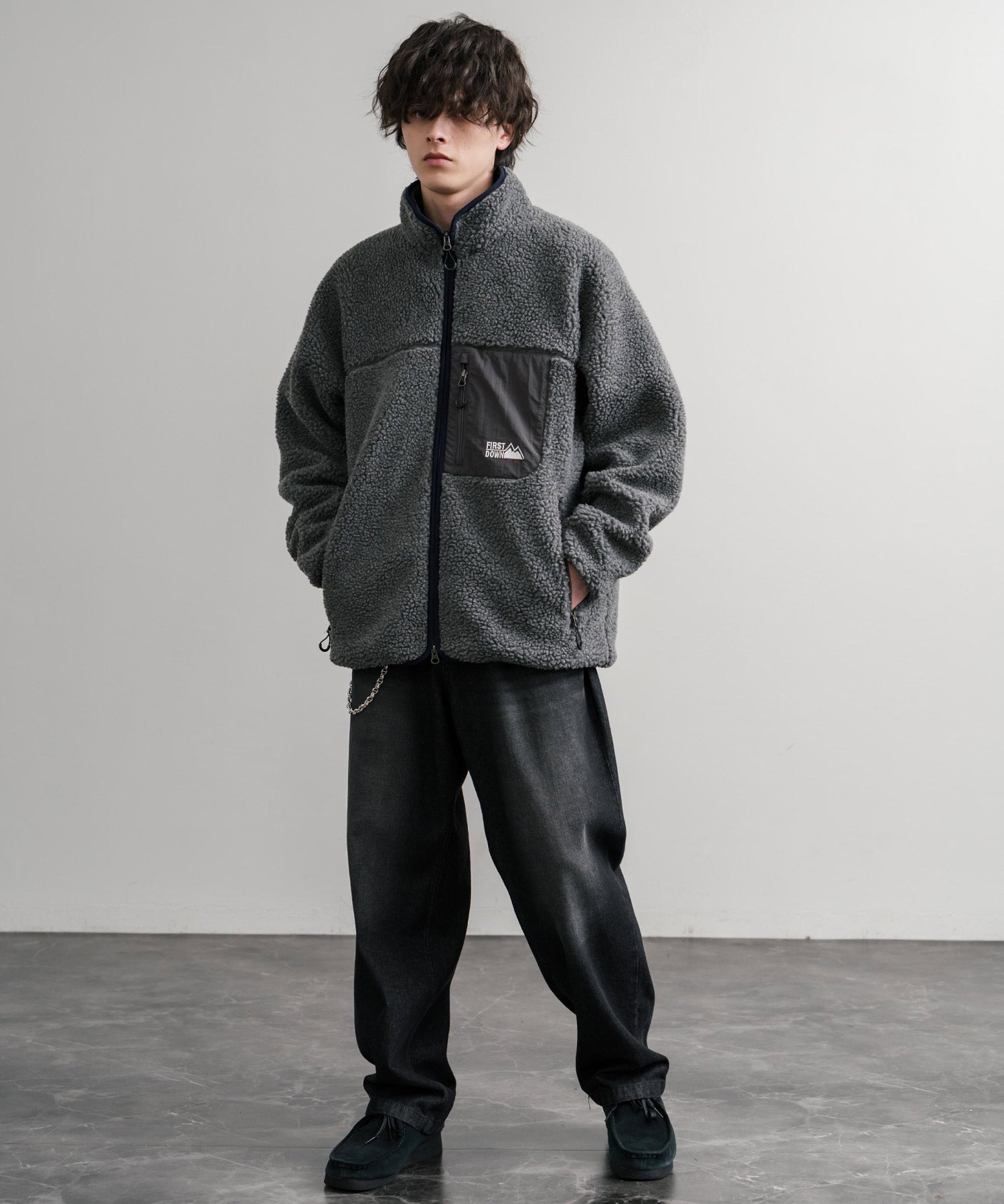 FIRST DOWN ファーストダウン BOA FLEECE JKT ロゴ刺繍タンブリングボアフリースジャケット F942021 14981