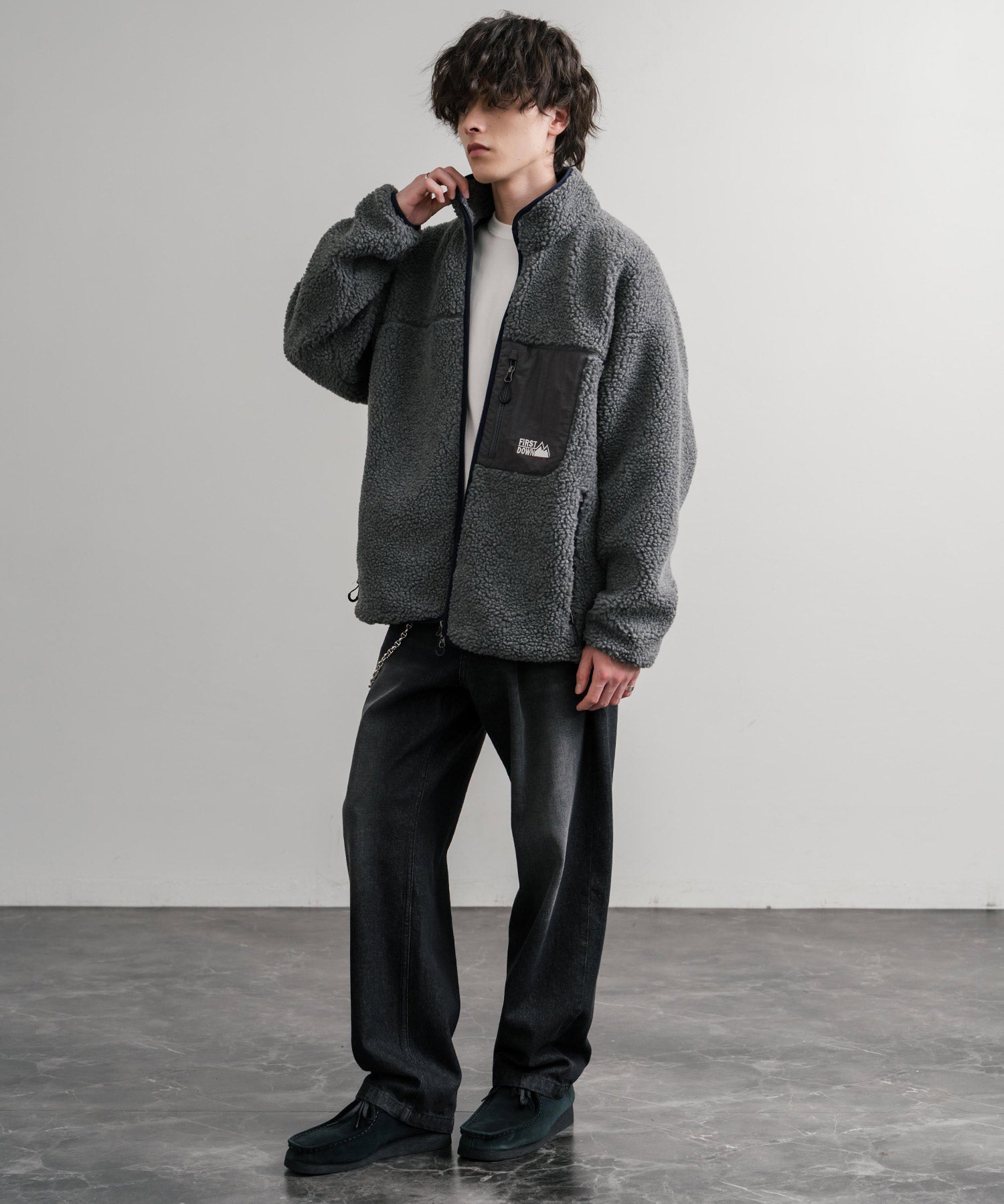 FIRST DOWN ファーストダウン BOA FLEECE JKT ロゴ刺繍タンブリングボアフリースジャケット F942021 14981
