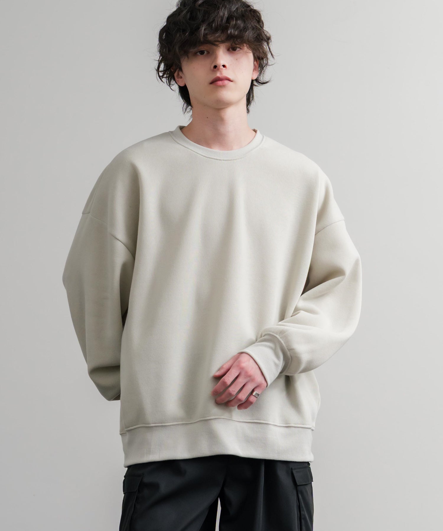 コットンタッチ裏起毛ドルマンスリーブクルーネックスウェットトレーナー 14982