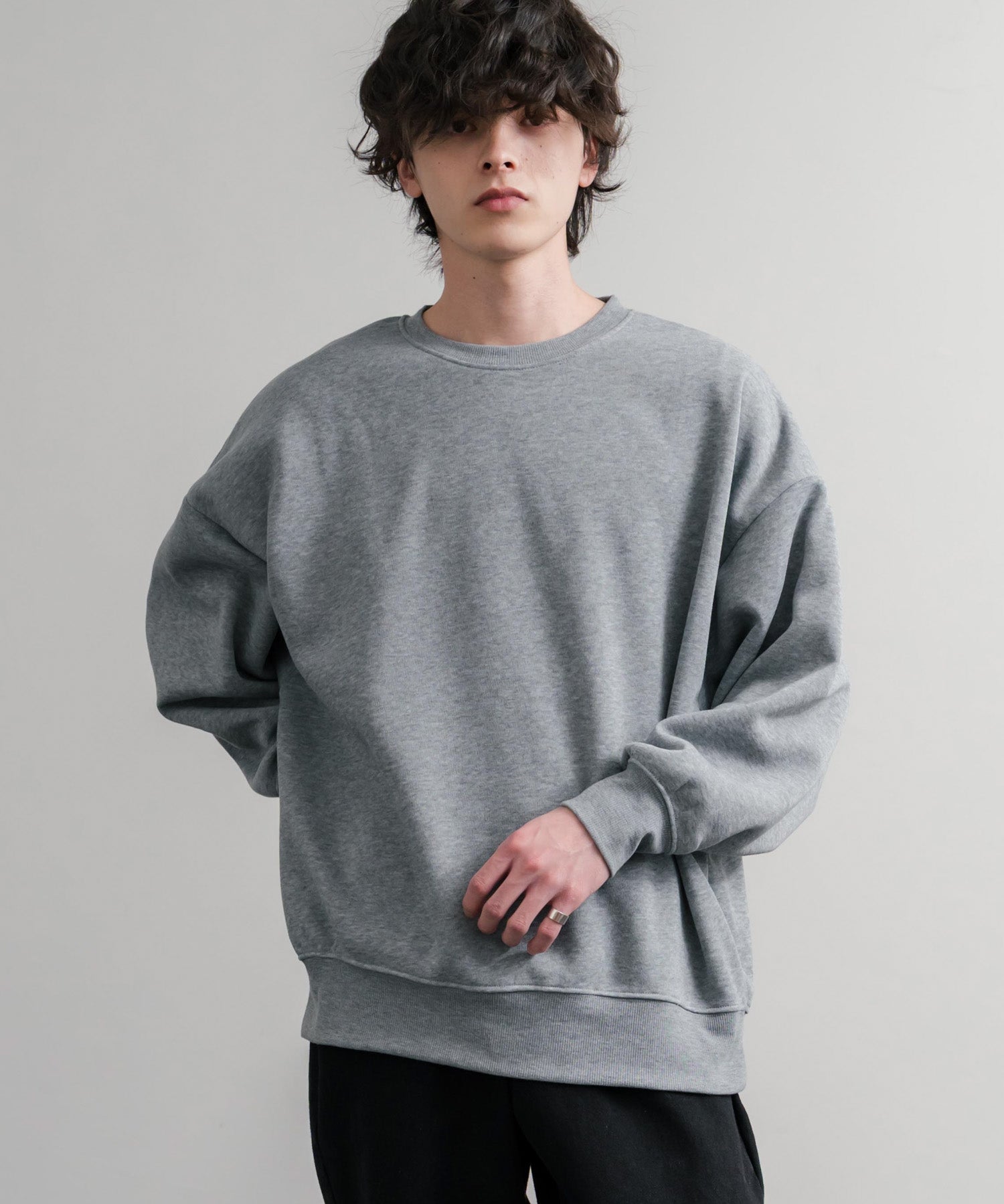 コットンタッチ裏起毛ドルマンスリーブクルーネックスウェットトレーナー 14982