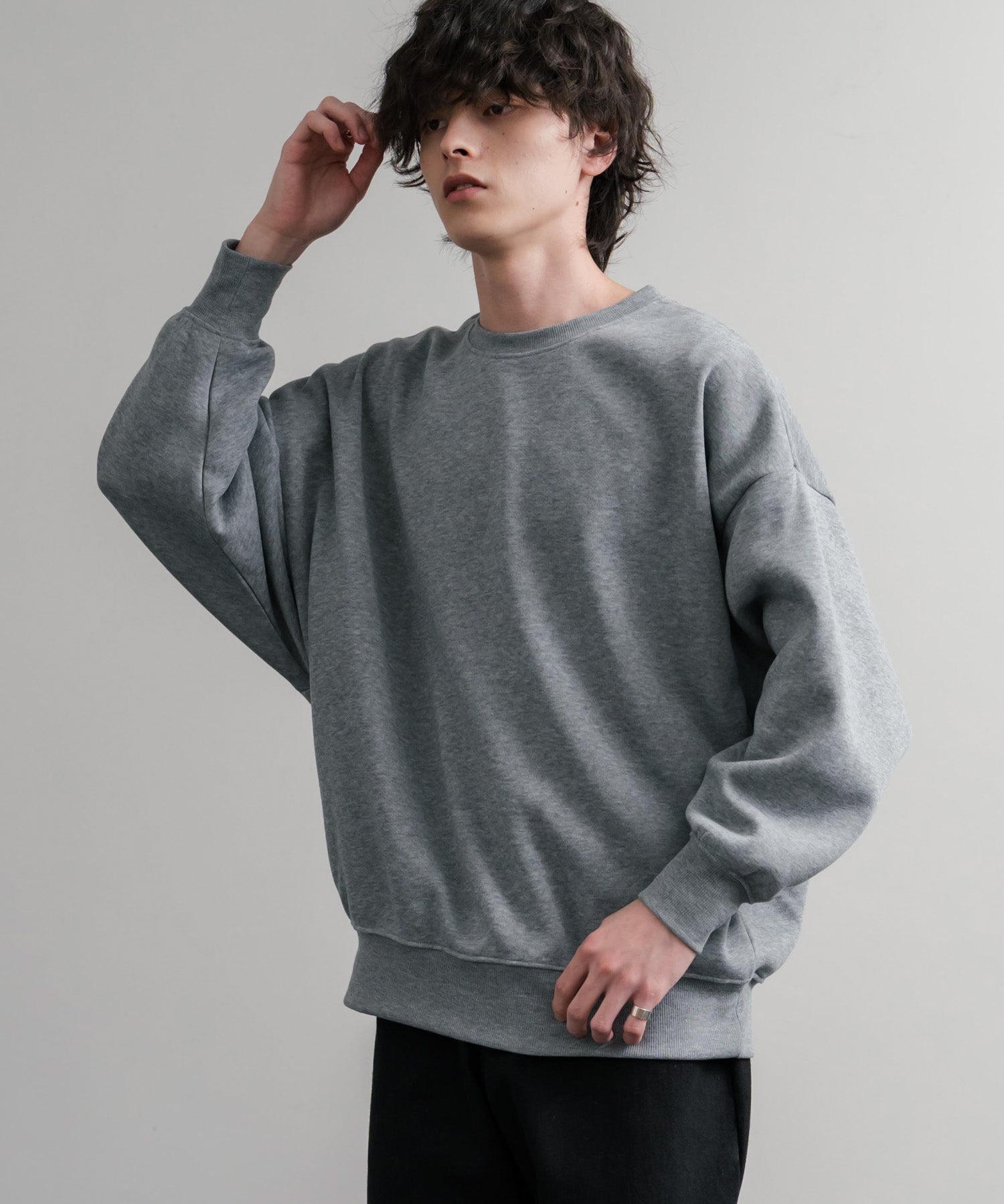 コットンタッチ裏起毛ドルマンスリーブクルーネックスウェットトレーナー 14982