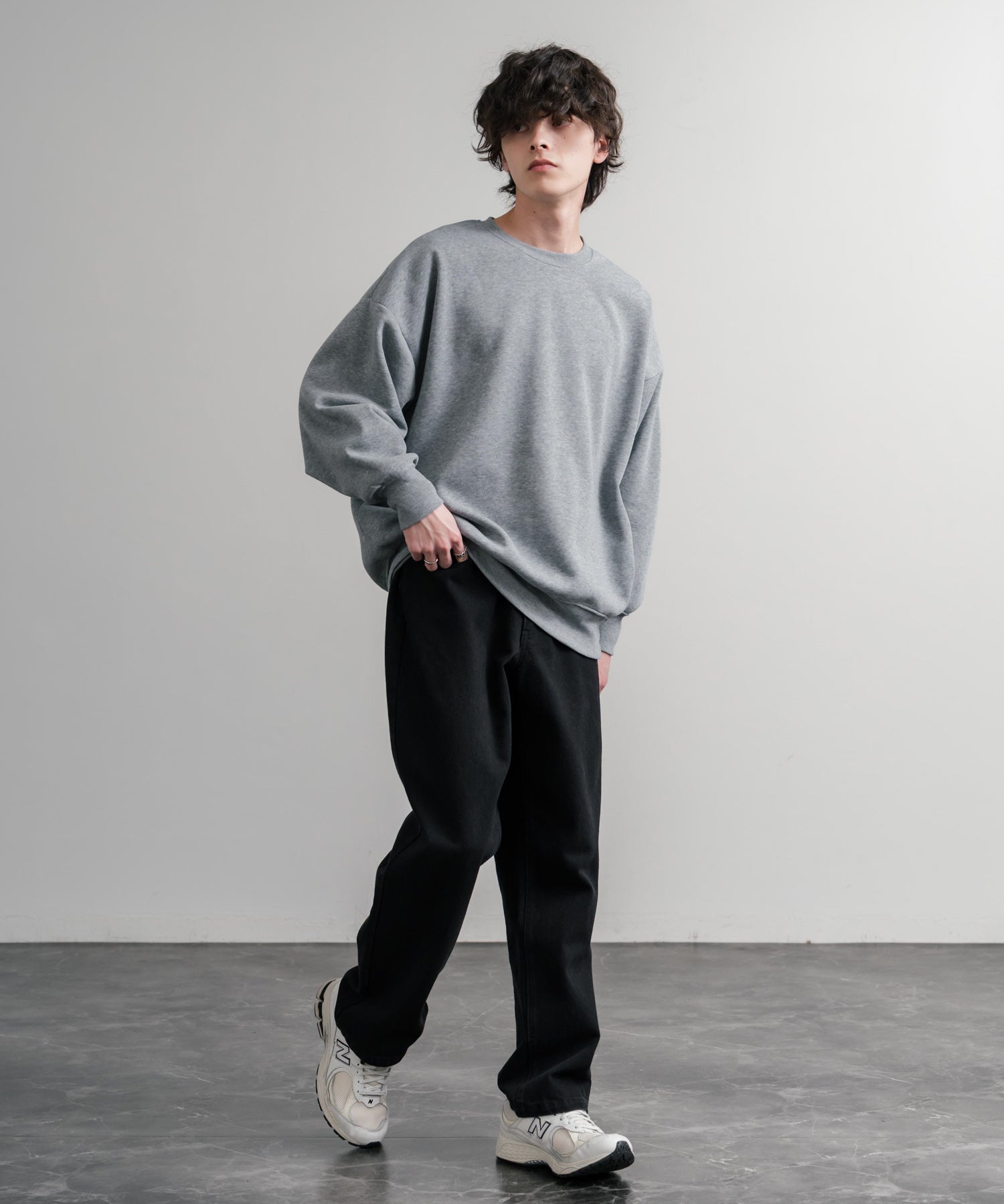 コットンタッチ裏起毛ドルマンスリーブクルーネックスウェットトレーナー 14982