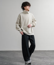 コットンタッチ裏起毛ドルマンスリーブハイネックトレーナースウェット 14983