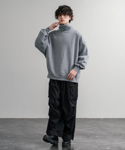 コットンタッチ裏起毛ドルマンスリーブハイネックトレーナースウェット 14983