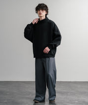 コットンタッチ裏起毛ドルマンスリーブハイネックトレーナースウェット 14983