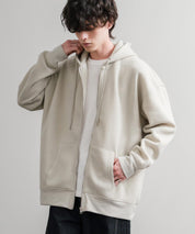 オーバーサイズ裏起毛フルジップ綿タッチパーカー 14987