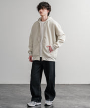 オーバーサイズ裏起毛フルジップ綿タッチパーカー 14987