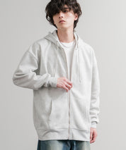 オーバーサイズ裏起毛フルジップ綿タッチパーカー 14987