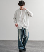 オーバーサイズ裏起毛フルジップ綿タッチパーカー 14987