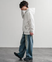 オーバーサイズ裏起毛フルジップ綿タッチパーカー 14987