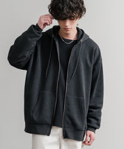 オーバーサイズ裏起毛フルジップ綿タッチパーカー 14987