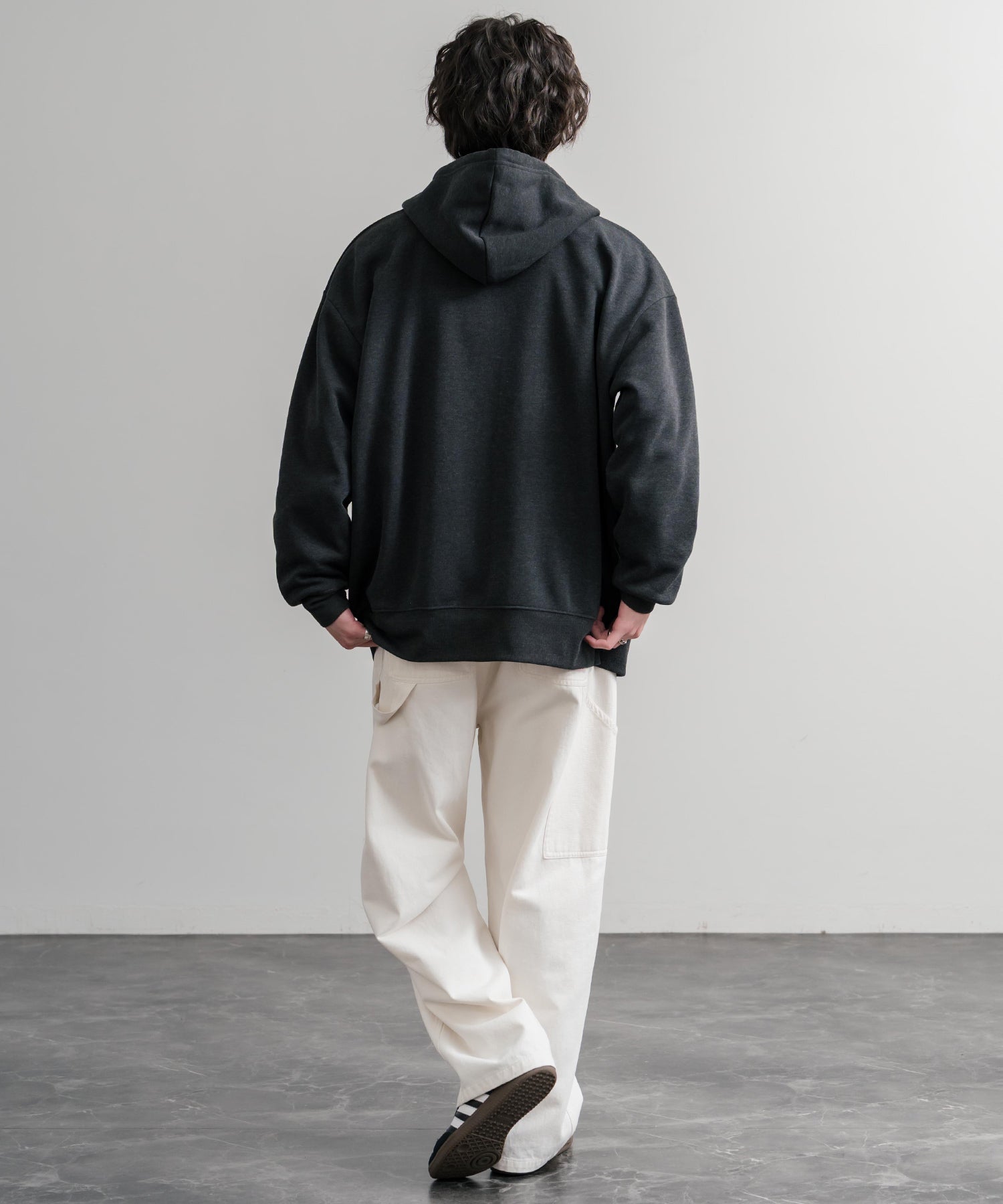 オーバーサイズ裏起毛フルジップ綿タッチパーカー 14987