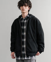 オーバーサイズ裏起毛フルジップ綿タッチパーカー 14987