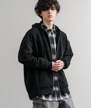 オーバーサイズ裏起毛フルジップ綿タッチパーカー 14987