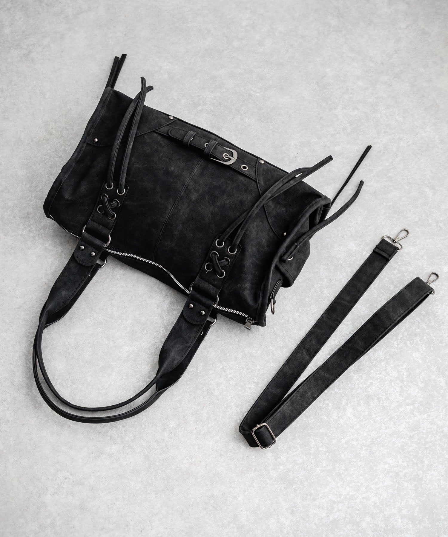 ヴィンテージ加工 PUレザー2WAYショルダーバッグ/ハンドバッグ 15509