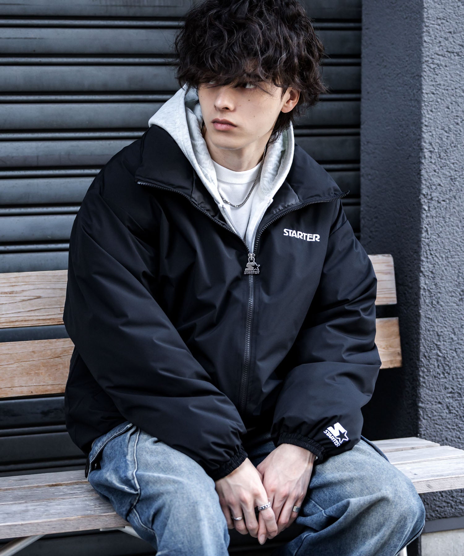 STARTER BLACK LABEL スターターブラックレーベル タスランファイバー中綿ワンポイントロゴ刺繍スタンドジャケット 15012