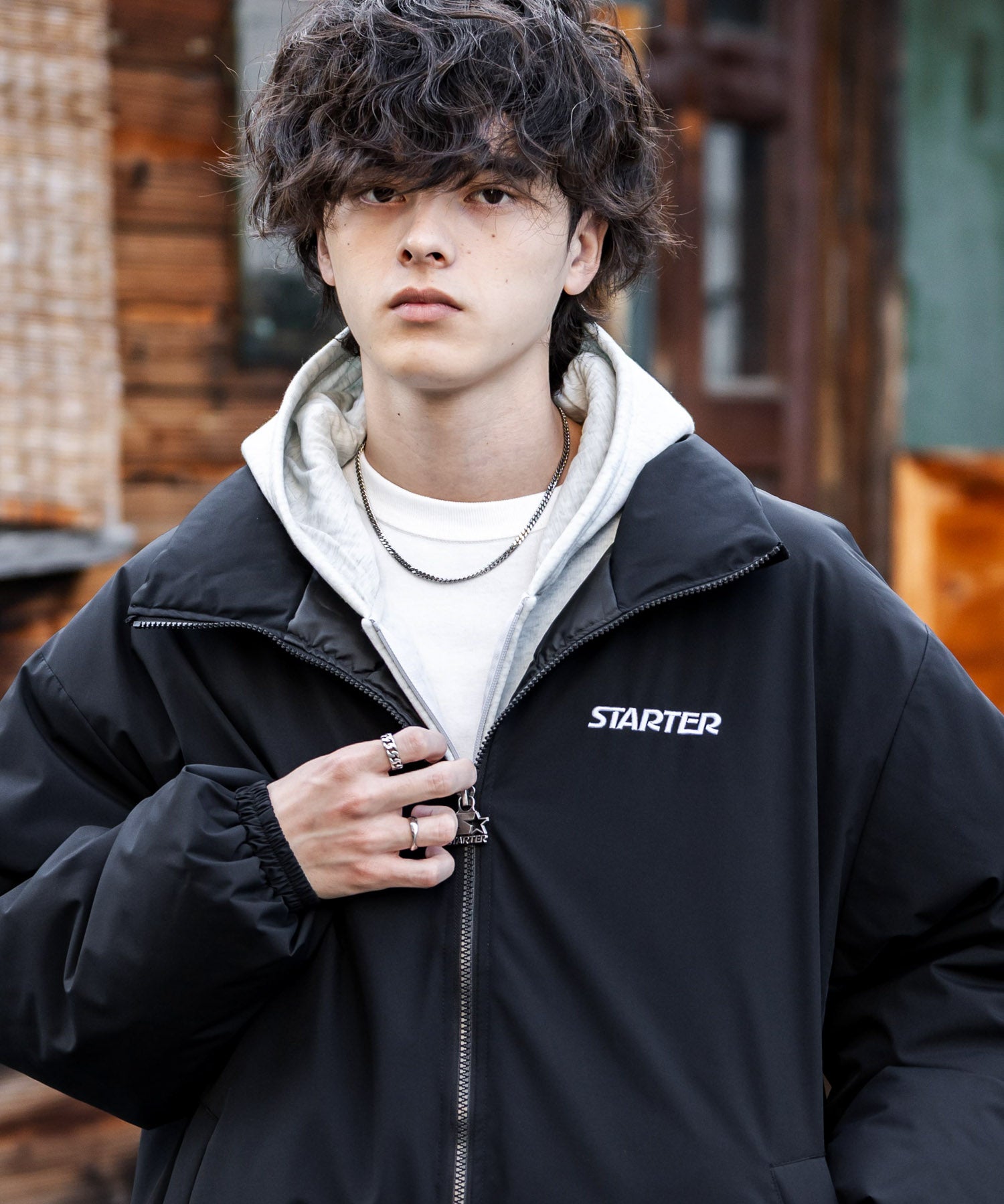 STARTER BLACK LABEL スターターブラックレーベル タスランファイバー中綿ワンポイントロゴ刺繍スタンドジャケット 15012