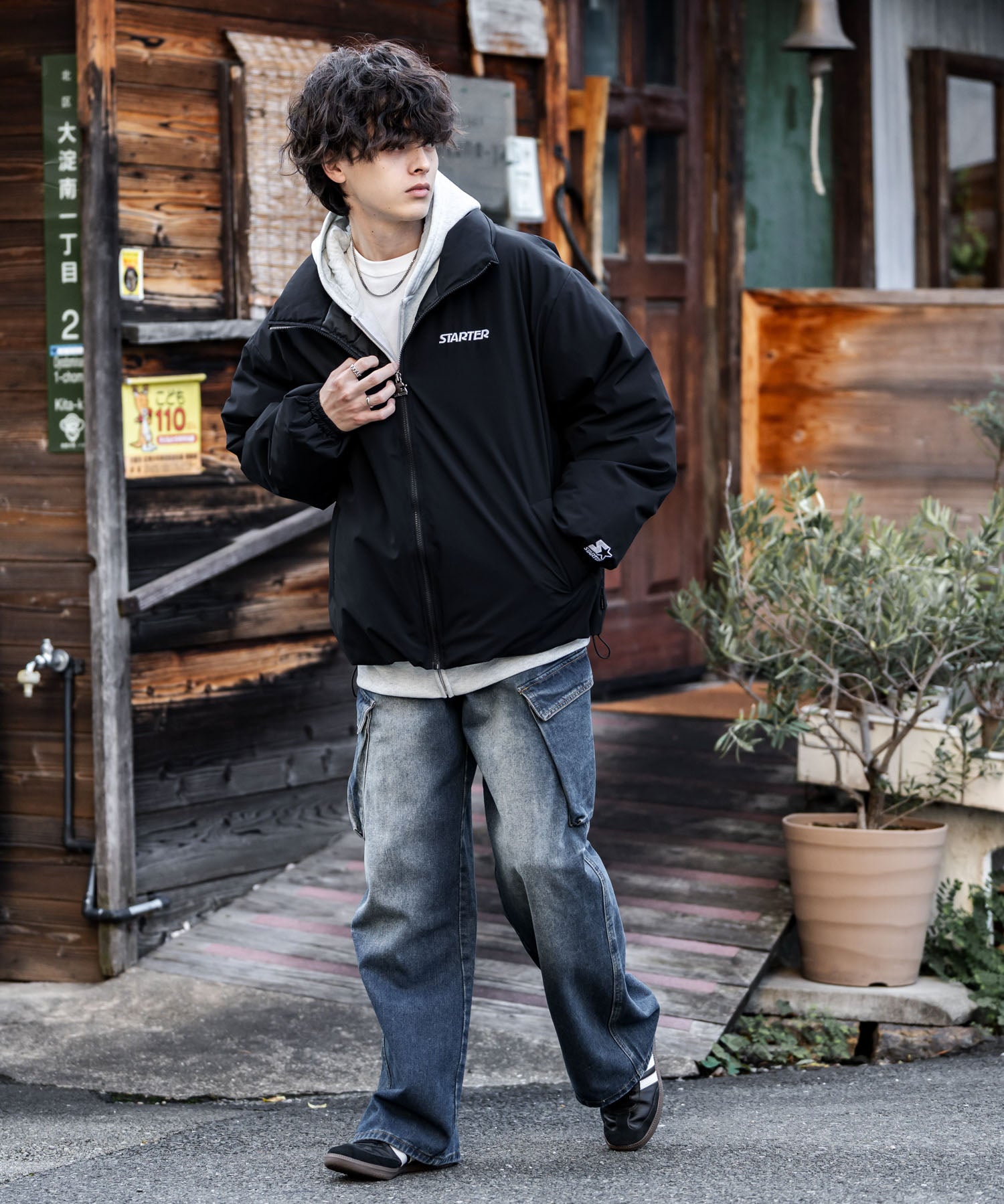 STARTER BLACK LABEL スターターブラックレーベル タスランファイバー中綿ワンポイントロゴ刺繍スタンドジャケット 15012